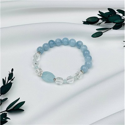 Радуга Самоцветов Браслет из Аквамарина и Горного Хрусталя