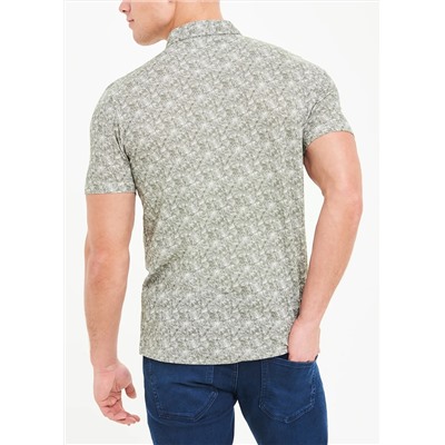 Short Sleeve Feather Print Jersey Shirt