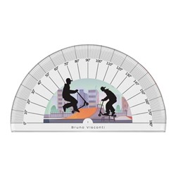 Транспортир 180° HappyGraphix "Самокаты", пластиковый
