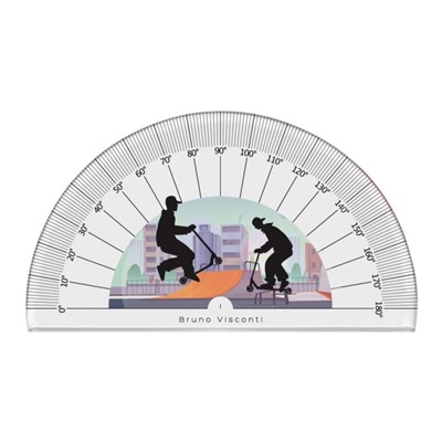 Транспортир 180° HappyGraphix "Самокаты", пластиковый