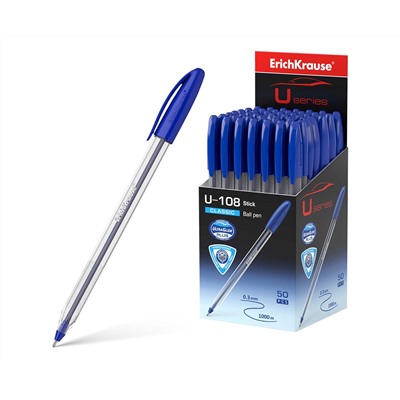 Ручка шариковая ErichKrause® U-108 Classic Stick 1.0, Ultra Glide Technology, цвет чернил синий
