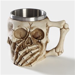 Кружка средневековая «Череп», 400 мл, нержавеющая сталь, бежевая