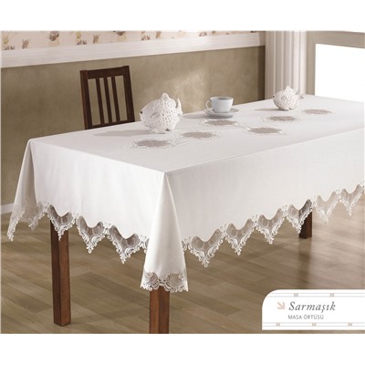 Скатерть с Декоративной Вышивкой 160x260 см Sarmasik - Royal Nazik