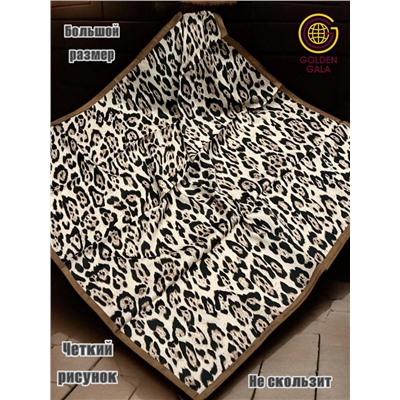 Платок утепленный Леопардовый Арт 3111/6 бежевый с коричневой каймой