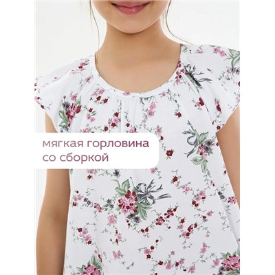 Детская сорочка "Луна" / Цветочки на белом