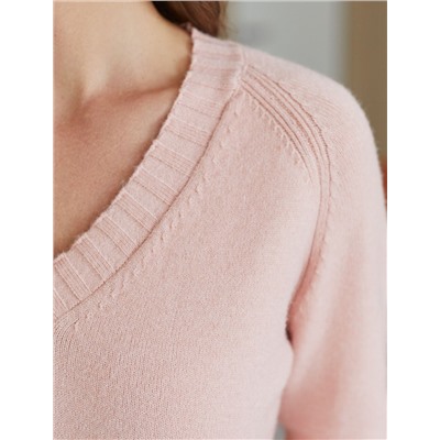 Джемпер с V вырезом из мягкой пряжи с кашемиром