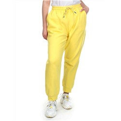 M047 YELLOW Брюки спортивные женские на флисе (100% хлопок) 7986