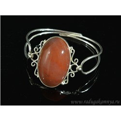 Браслет с халцедоном в посеребрении овал 44*43мм, 20см