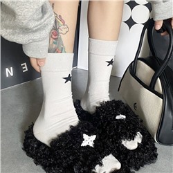 Cotton Japanese colored knee socks for men and women, mid-length