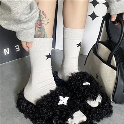 Cotton Japanese colored knee socks for men and women, mid-length