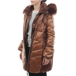 1207 BROWN Куртка зимняя женская (пух, натуральный мех)