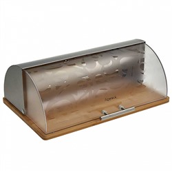 Хлебница 38×27×14 см из нержавеющей стали и бамбука ALPENKOK AK-3509