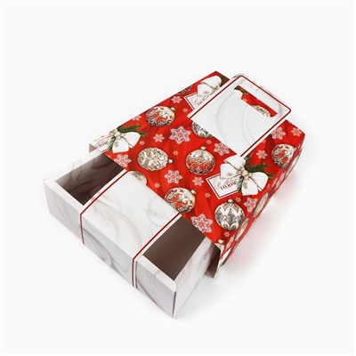 Коробка подарочная новогодняя складная с ручками «С Новым годом» 23×8×32 см