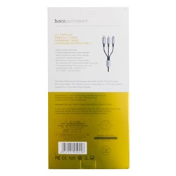 Магнитный USB-data-кабель hoco U17 Capsul 3 в 1 Type-c MicroUsb Lightning