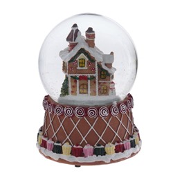 GAEM Фигурка декор в стекл шаре "Пряник" (подсв, муз, вьюга, AAAх3 н/п), D 9.5 см, L10,5 W10,5 H15 см