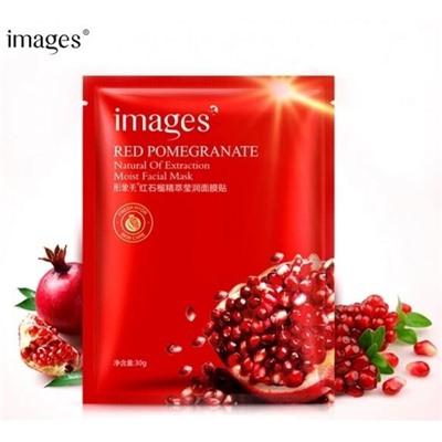 Тканевая маска для лица омолаживающая / IMAGES RED POMEGRANATE с экстрактом граната и гиалуроновой кислотой 30 гр.