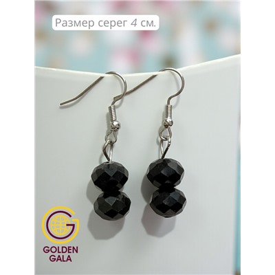 Комплект бижутерии "Хрустальная россыпь" , цвет черный с серебристым