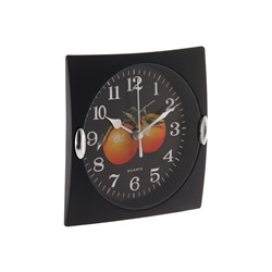 Часы настенные для кухни «Фрукты», для дома и дачи, 15×15 см, d=13 см, чёрные