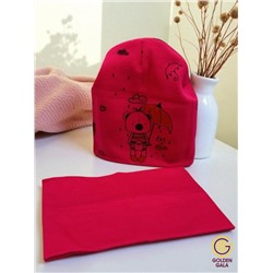 Шапка и шарф снуд для девочки плотный трикотаж на возраст 1-2 года Арт 8