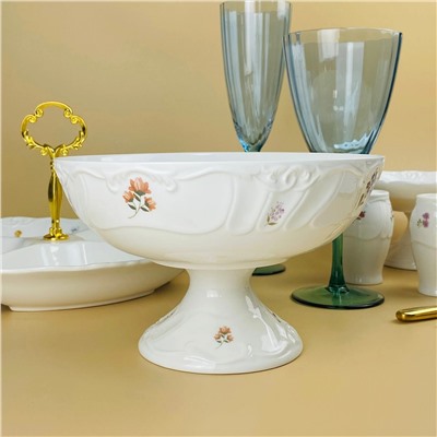 109-217 Фруктовница 20,5х12,5см на ножке КРОКУС в под.уп.(х6)Фарфор