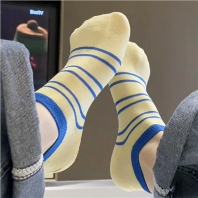 Dopamine contrasting striped boat socks stealth socks Ins tide little red book men and women in summer wild wearing cotton socks