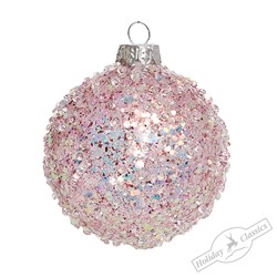 Шар "Ледяная россыпь" розовый (стекло) 8 см