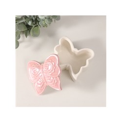 Шкатулка для украшений «Бабочка фигурная», керамика, розовый перламутр, 7.3×7.3×4.5 см