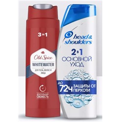 Набор подарочный Head &amp; Shoulders/OLD SPICE 2 предмета (Гель д/душа Head &amp; Shoulders 2 в 1 Основной Уход 200мл +Old Spice Whitewater Гель для душа 3 в 1 250мл)
