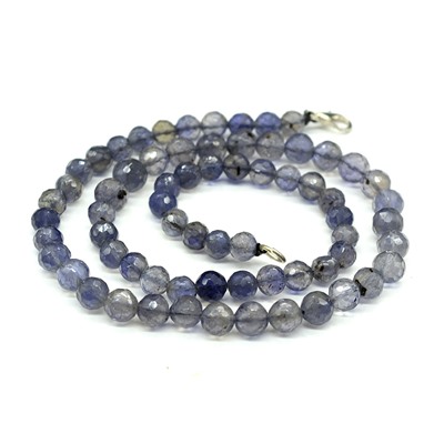 Ювелирное колье с природным иолитом в огранке, 47см, 30г