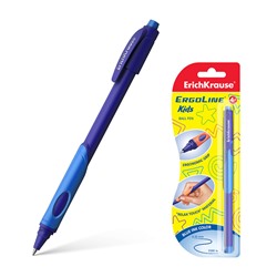 Ручка шариковая ErichKrause ErgoLine Kids Ultra Glide, первоклассника, эргономичный держатель, корпус Soft-touch, узел 0.7 мм, чернила синие, МИКС, блистер