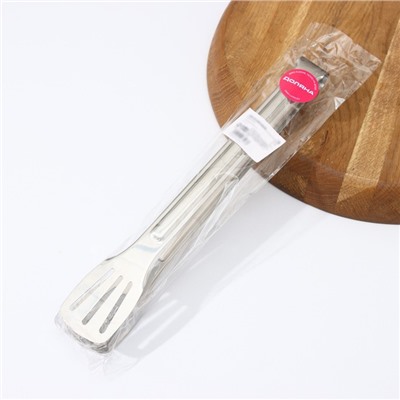 Щипцы кухонные Доляна «Лопатка», h=28.5 см, нержавеющая сталь, 304 марка стали, серебристые