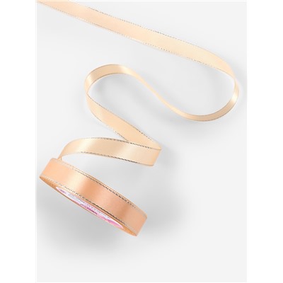 Лента атласная, с серебряным люрексом, 15 мм, 23±1 м, светло-бежевая №007