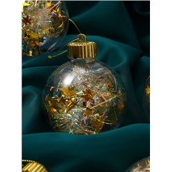 Ёлочные игрушки «Льдинка - мишура», шары новогодние, d=8 см, набор 6 шт., прозрачный