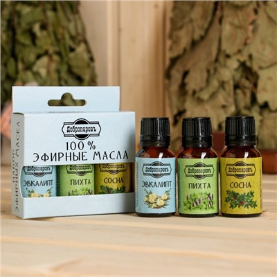 Набор эфирных масел эвкалипт, пихта, сосна, «Добропаровъ», 3 шт. по 17 мл