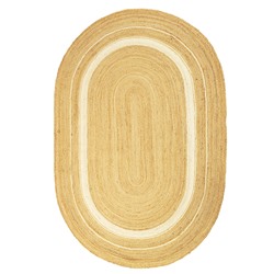 Ковер из джута овальный с вставками белого цвета из коллекции Ethnic, 160х230см