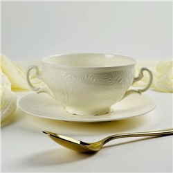 225-058 Бульонница 390мл с тарелкой 17,5см MARIA CREAM в под.уп.(х24)Фарфор