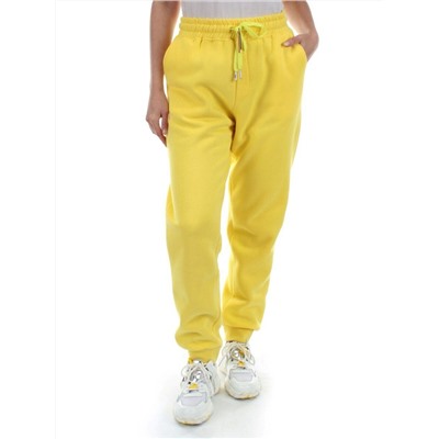 M061 YELLOW Брюки спортивные женские на флисе (100% хлопок) 7986
