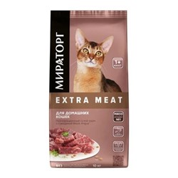 Сухой корм.Extra Meat д/домаш.кошек старше 1года с говядиной Black Angus 10,0кг.1/1к.1010027302