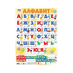 Плакат обучающий ТРИ СОВЫ "Алфавит", 440*600мм