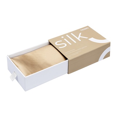 Наволочка из натурального шелка бежевого цвета из коллекции Essential, 50х70 см