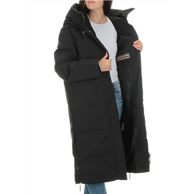 22373 BLACK Пальто зимнее женское облегченное (150 гр. холлофайбера)