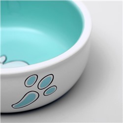 Миска керамическая для кроликов 200 мл 10×3.7 см, бело-зеленая