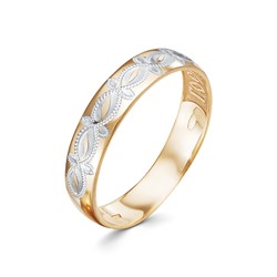 101-92 Кольцо с гравировкой из серебра штампованое с золочением