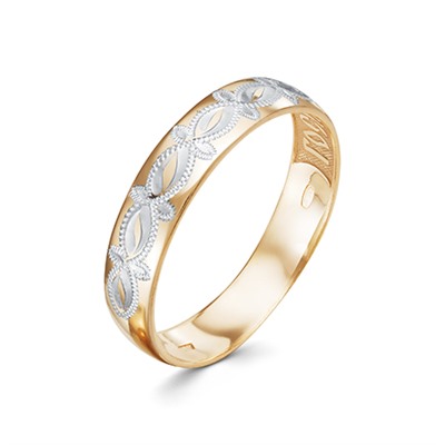 101-92 Кольцо с гравировкой из серебра штампованое с золочением