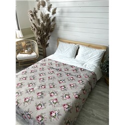 Розы Дамаск цветы беж т/ф Полоса Покрывало 230х240см 06983