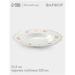 Тарелка глубокая WY Spring flowers, 220 мл, d=21.5 см, фарфор, белая