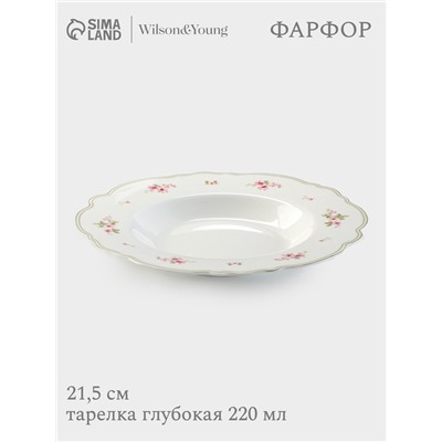 Тарелка глубокая WY Spring flowers, 220 мл, d=21.5 см, фарфор, белая