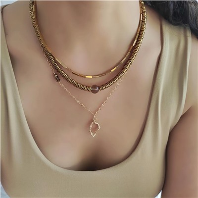 Сет из 3х украшений гематит золотые оттенки с раухтопазом