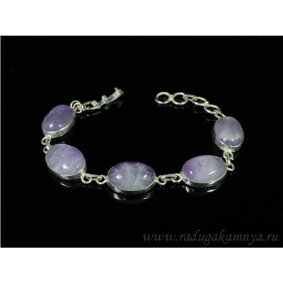 Браслет с аметистом в посеребрении, 17см