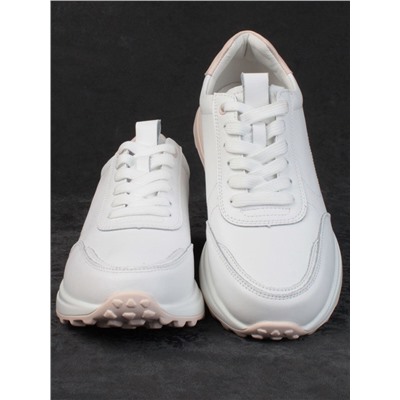 05-HY23-2D WHITE/PINK Кроссовки женские (натуральная кожа)